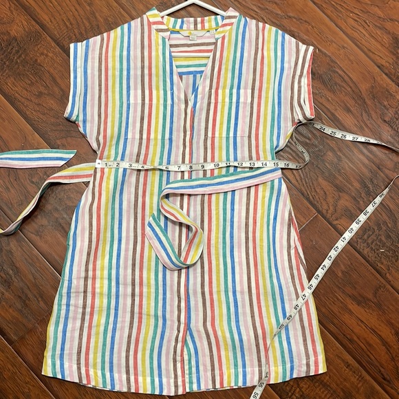 Boden Evie Linen Rainbow Stripe Shirt Dress Sz 4P - Picture 6 of 7
